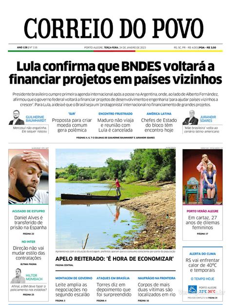 Capa Correio do Povo Edição Terça 24 de Janeiro de 2023