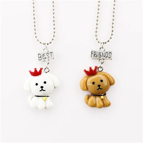 New 2pcspair Best Friends Cute Dog Kids Necklaces Kid 3 D Imitation