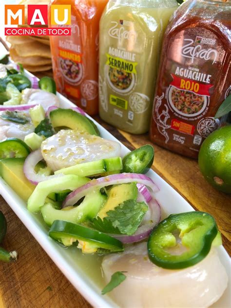 Mau Cocina de Todo: Aguachile Verde de Callo de Hacha con Salsa Zafran