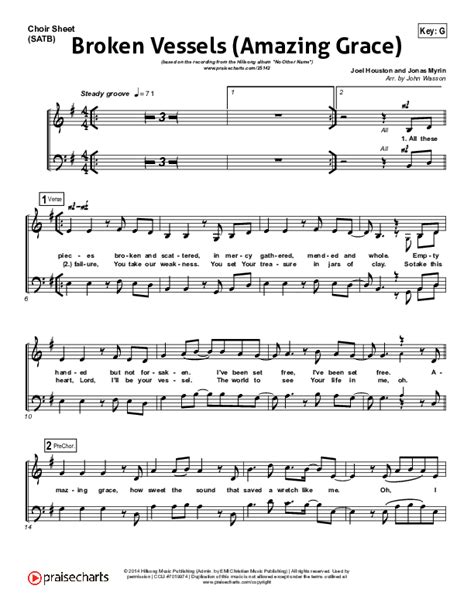 Broken Vessels Amazing Grace Sheet Music Pdf Hillsong Worship Praisecharts