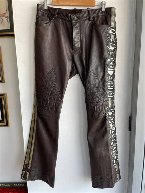 Chrome Hearts Custom Leather Cross Pants Jeans Chrome Hearts Leather