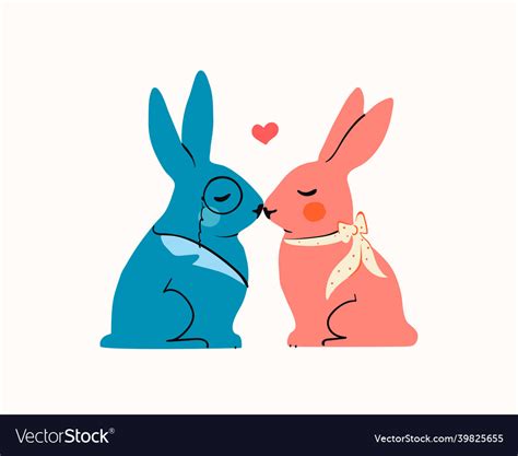 Two Cute Bunnies In Love Royalty Free Vector Image