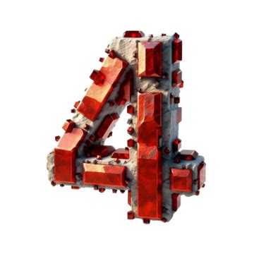Red And Black 4, Stone Structure, Number 4, 4 PNG Transparent Image and