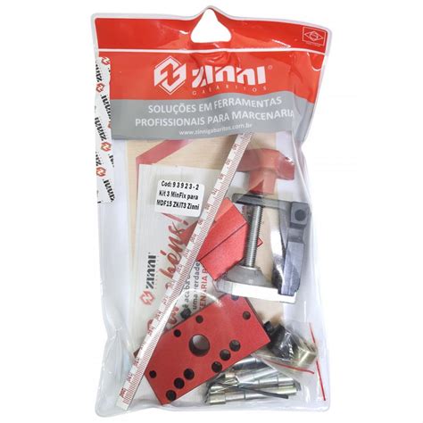 Kit Gabarito Minifix Para MDF ZKIT3 Zinni