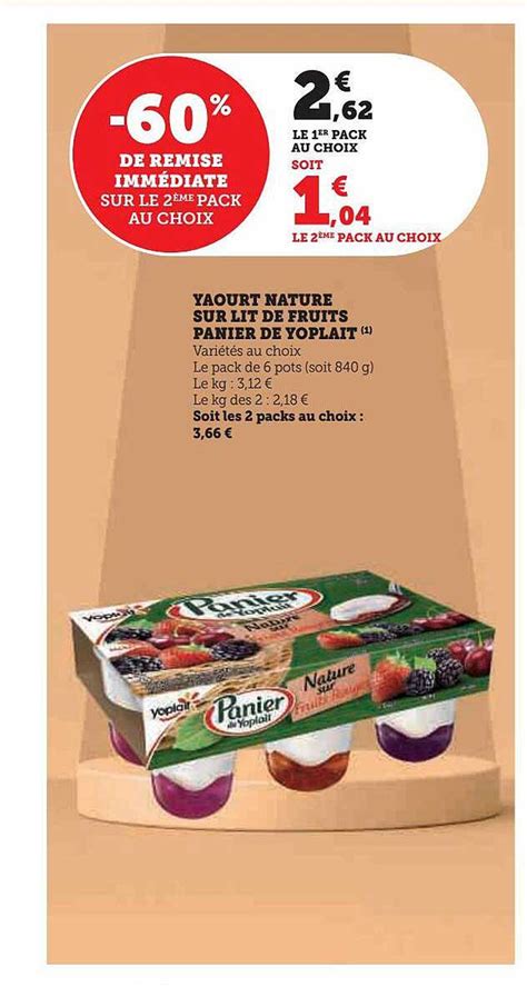 Promo Yaourt Nature Sur Lit De Fruits Panier De Yoplait Chez Hyper U