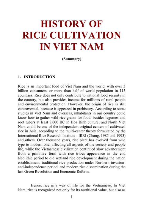 History Of Rice Cultivation In Việt Nam