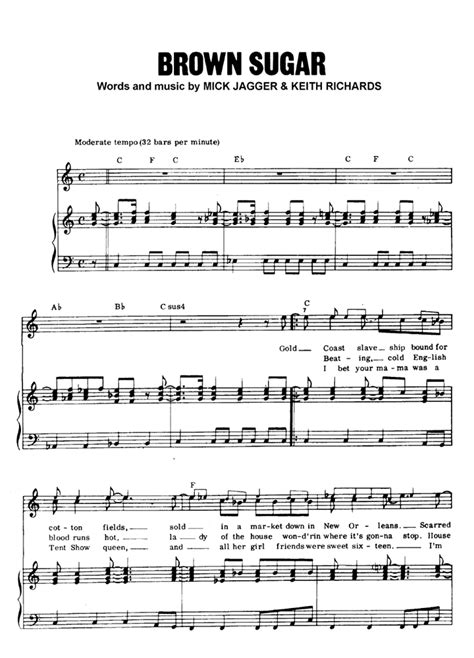 BROWN SUGAR Piano Sheet Music Easy Sheet Music