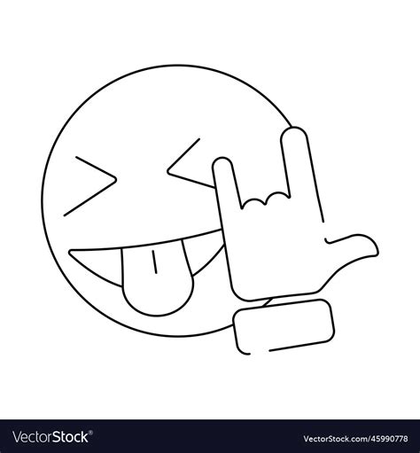 Line art rock gesture rock n roll emoji Royalty Free Vector