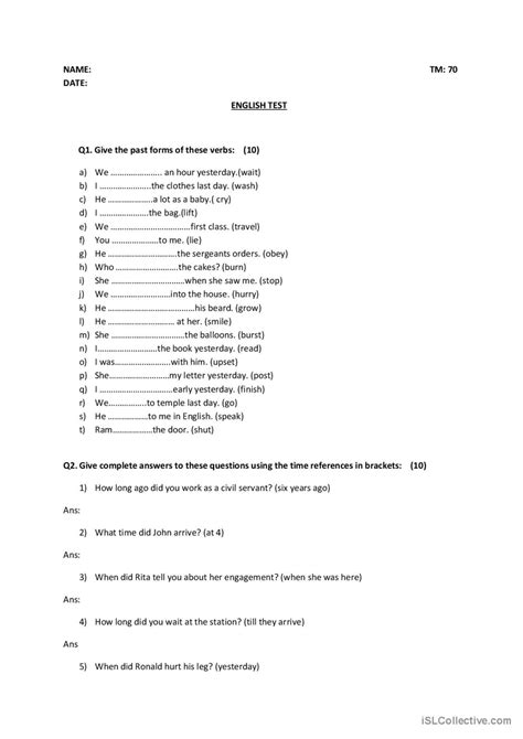 English Test English Esl Worksheets Pdf And Doc