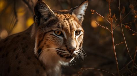 Un Lince En El Bosque Por La Noche Foto Premium