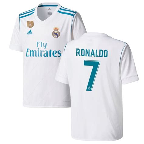 Ronaldo Real Madrid Adidas Youth 201718 Home Replica Patch Jersey