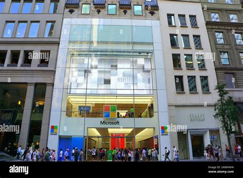 Visitors At The Microsoft Store In Midtown Manhattan New York City