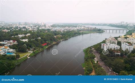 Aerial View Of Adyar River And The Surrounding Buildings In Chennai