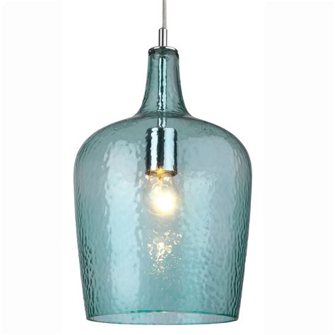 Firstlight Glass Pendant In Chrome With Aqua Glass Fitting And Style From Dusk Lighting Uk