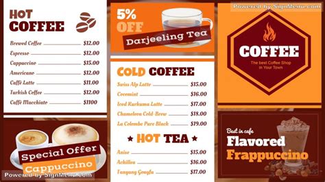 Bi color coffee shop digital menu board design