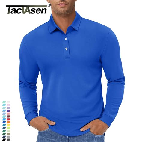 Tacvasen Long Sleeve Polos Quick Dry T Shirts Mens Breathable Sports Tees Casual Golf Polo