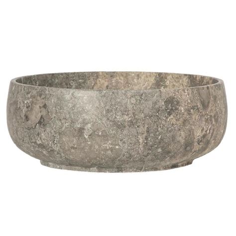 Eden Bath Gray Marble Marble Vessel Round Bathroom Sink (16.5-in x 16.5 ...