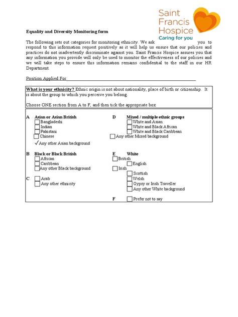 Equality And Diversity Monitoring Form Asian Or Asian British Mixed Multiple Ethnic Groups