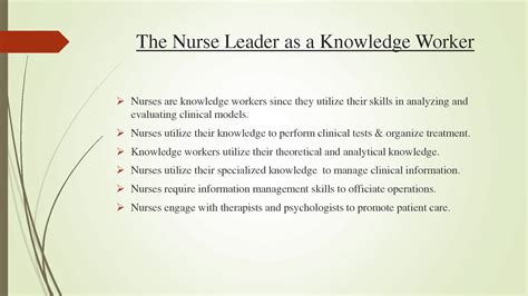 Solution The Nurse Leader As Knowledge Worker Studypool