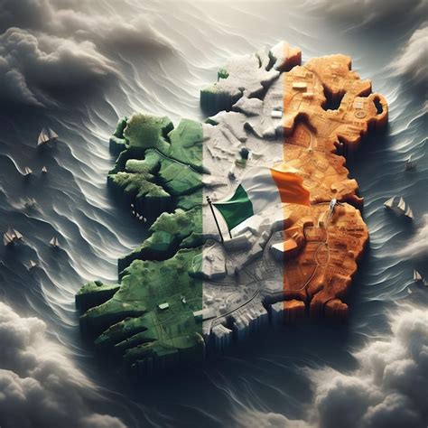 Premium Ai Image Ireland Map With Waving Flag Of Country Realistic Photo