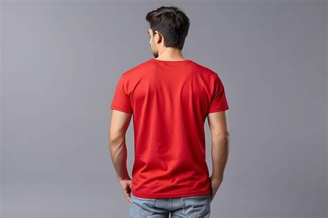 Premium Photo | Tshirt mockup Red blank tshirt front and back views ...