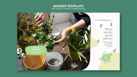 Free PSD | Indoor potted plants cultivation and care horizontal banner ...