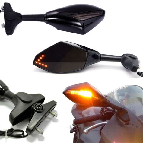 Motorcycle Integrated Led Turn Signal Rearview Mirror For Suzuki