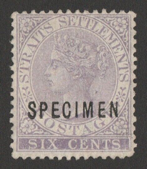 Malaya Straits Settlements Qv C Wmk Crown Ca Specimen Ex Dlr