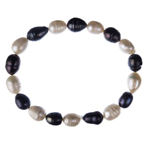 Bracciale Di Perle Bianche E Nere D Acqua Dolce Bracciali Perla