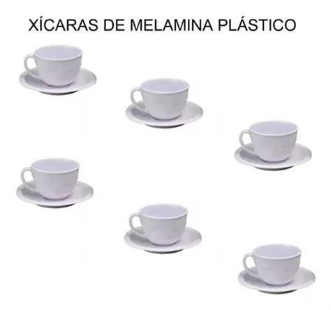 Jogo Xicara Cha Pires Ml Melamina Plastico Branco