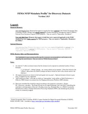 Fillable Online Fema Nfip Metadata Profile For Discovery Datasets