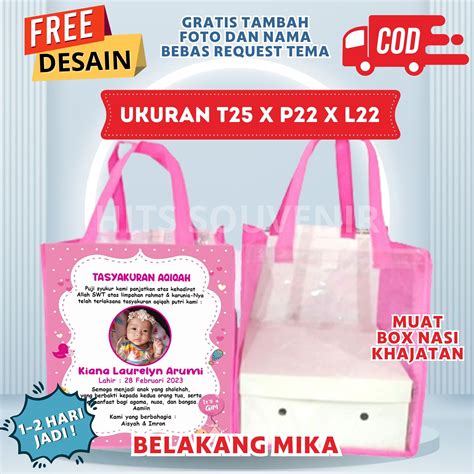 20 PCS Tas Khajatan Custom Nama Dan Foto Belakang Mika Tas Ultah