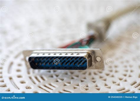 Close-up on a LPT cable stock image. Image of electronic - 254340235