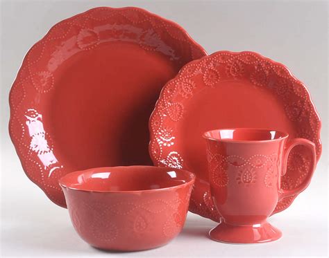 Cowgirl Lace Red 4 Piece Place Setting By Pioneer Woman Replacements