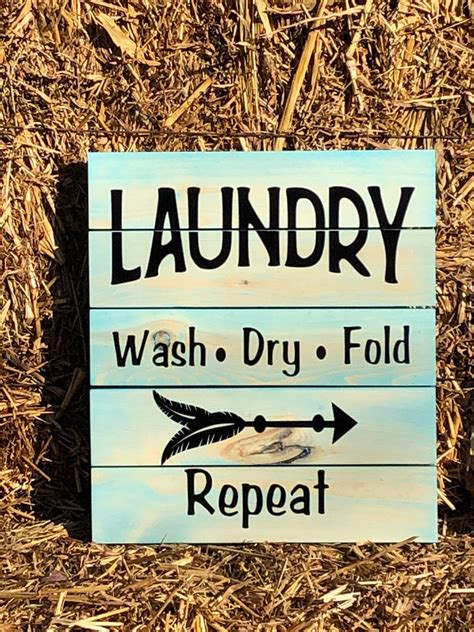 Laundry Wash Dry Fold Repeat Laundry Room Sign Etsy