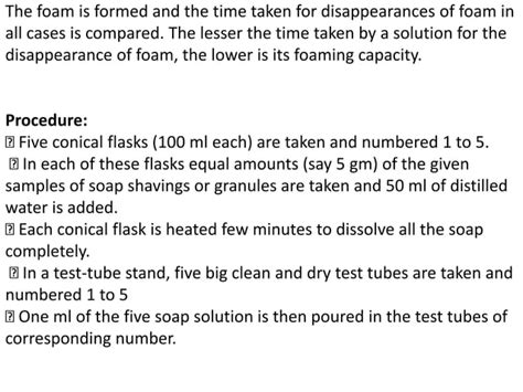 Foaming Capacity Of Different Soaps Ppt