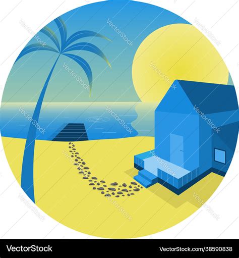 House sea at sunset Royalty Free Vector Image - VectorStock