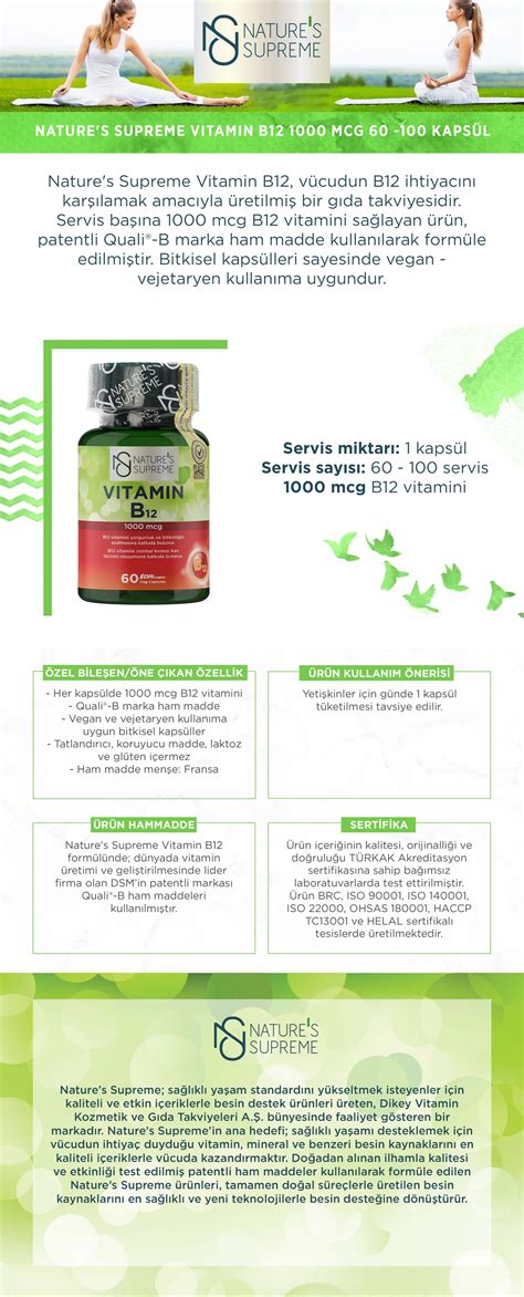 Natures Supreme Vitamin B12 1000 Mcg 60 Kapsül Fiyatı