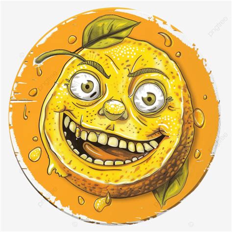 Quirky Circular Peeling Sticker Cartoon Lemon Lemon Fruit Citrus Png