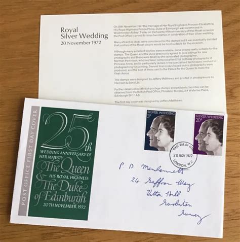 LA REINE ET le duc d Édimbourg anniversaire de mariage en argent FDC