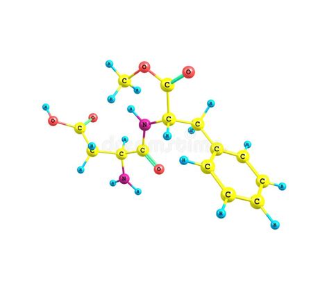 Estructura Molecular Del Aspartamo Aislada En Blanco Stock De