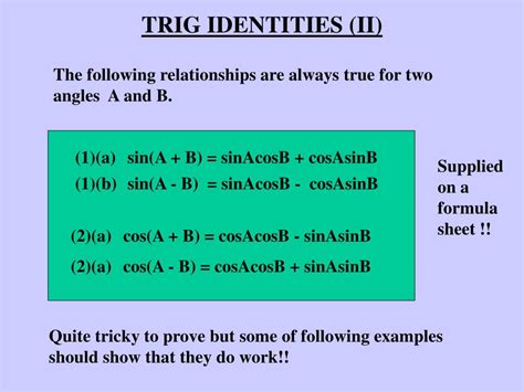 Trig Identities Nat 5 Math Is Fun