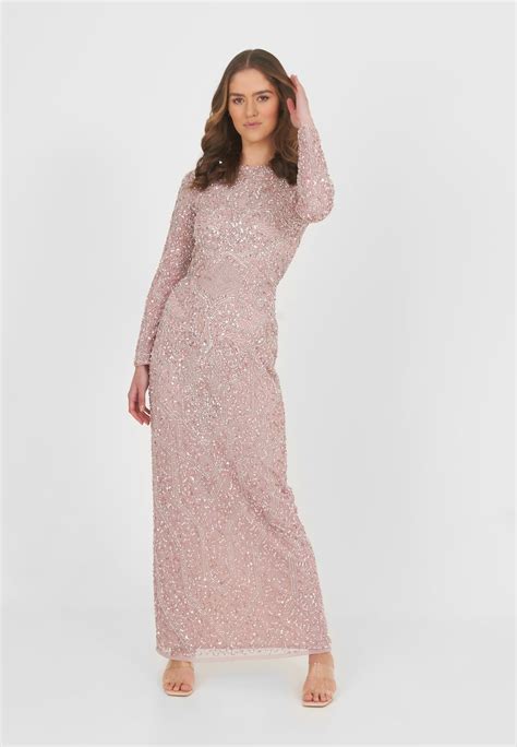 Maryisa Embellished Sequins Modest Galajurk Frosted Pink Donkerroze