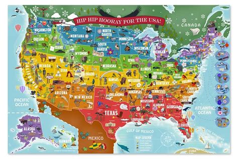 Usa illustrated map for kids framed map or map poster – Artofit