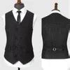 Bristish Wedding Gray Wool HerringboneTweed Vests Custom Made Groom