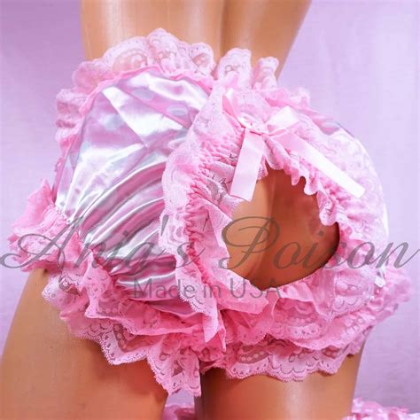 Anias Sissy Spanking Maid Satin High Cut Super Frilly Open Crotch Baby