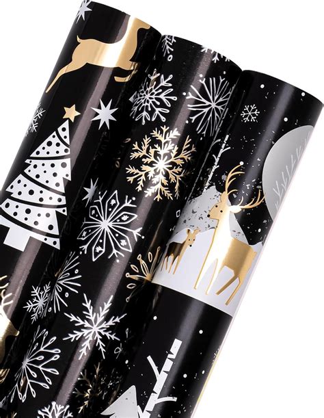 RUSPEPA Christmas Wrapping Paper Roll Mini Roll 3 Rolls 43 2x305