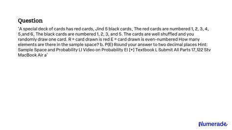 Solved A Special Deck Of Cards Has Red Cards And Black Cards The