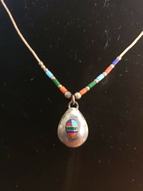 Vintage Santo Domingo Liquid Silver And Bead Necklace Gem