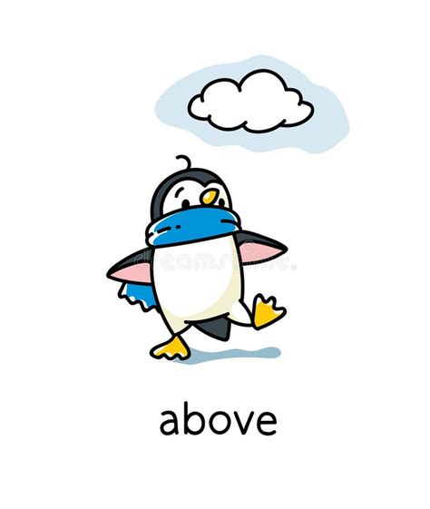 Preposition Of Place The Cloud Above The Penguin Stock Illustration